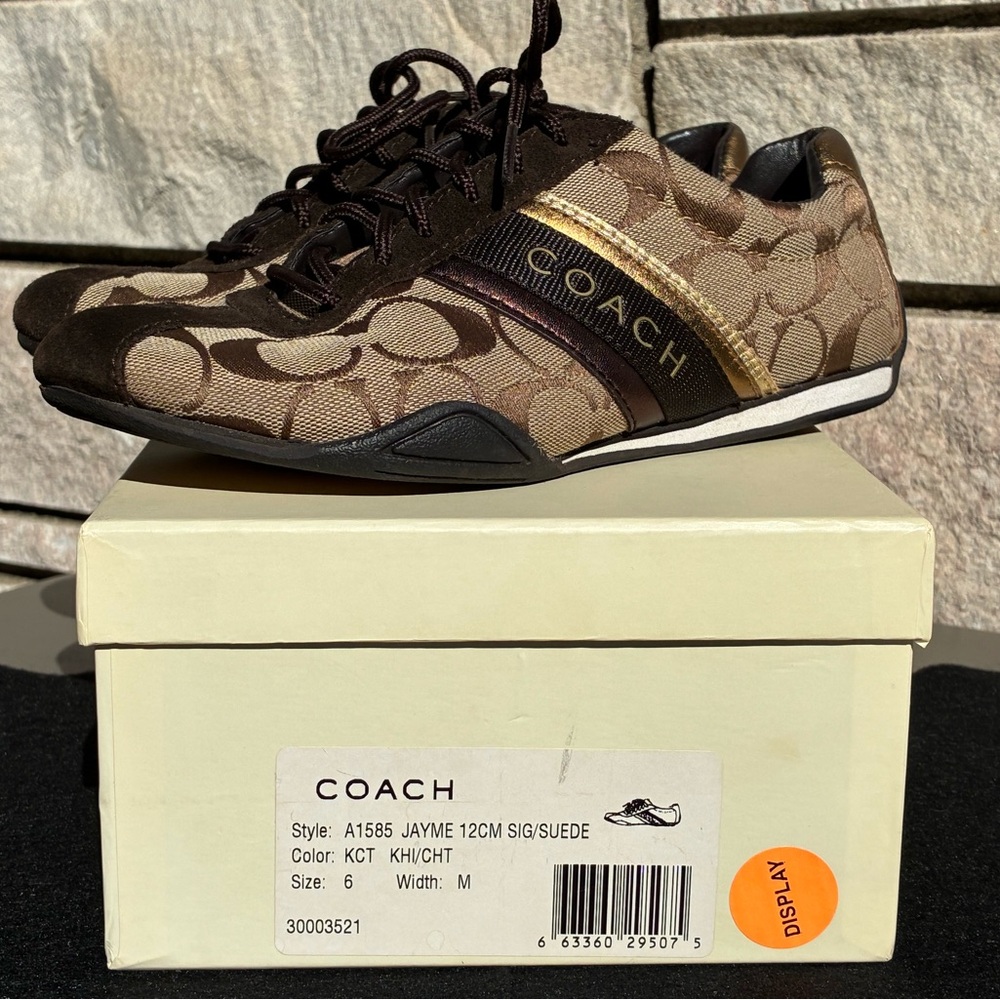 COACH Jayme Women’s Signature Brown Suede Sneakers, Size 6